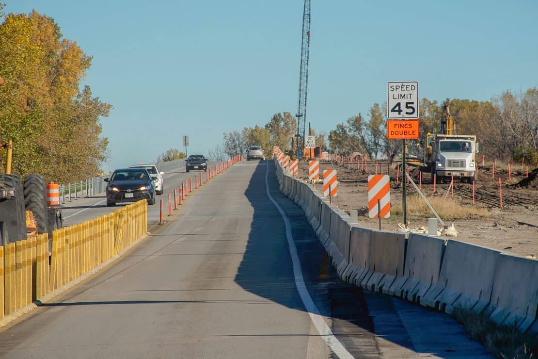 Temporary Concrete and Water Barrier - Highway Signing